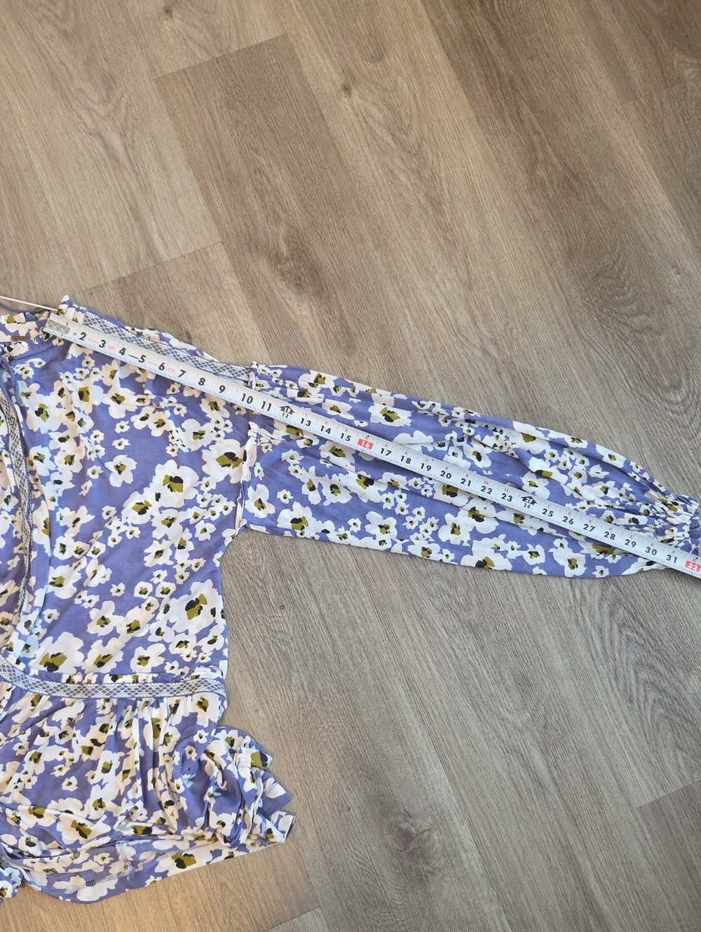 Free People Lover Floral Tunic Lavender White Boho Long Sleeve Tie Neck Women - Picture 9 of 10
